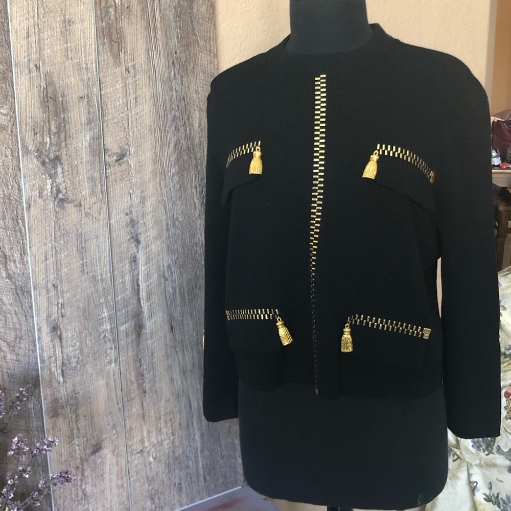 St. John Top Sweater VINTAGE Size Large Black